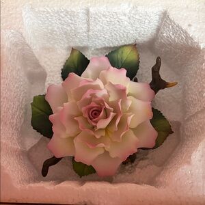 Andrea By Sadek Pink and Green Faux Rose Accent